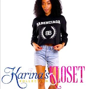 Black Babenciaga Crop Sweatshirt | Hoodie |Relaxed Fit | Plush | Fall | Winter